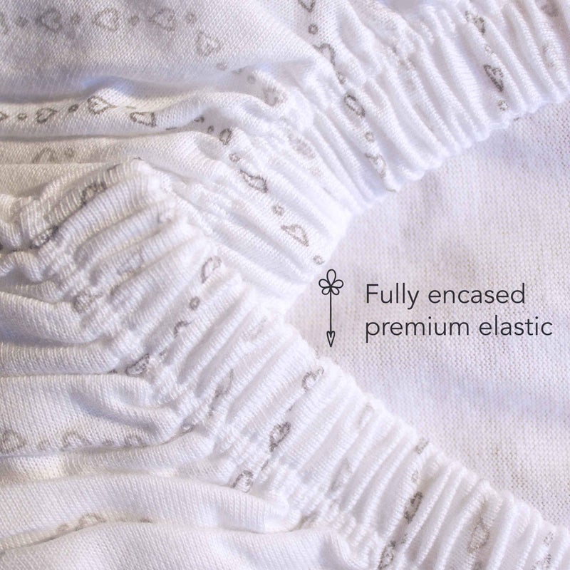 Luvberries 100% Organic Cotton Bassinet Sheets (Set of 2) for The Guava Lotus Travel Bassinet - Baby and Newborn, Fitted Bassinet Sheets, for Boys & Girls (Grey and White) - Image 4